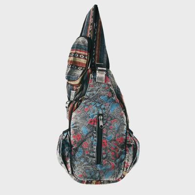 Multi Pocket Sling Bag with Mushroom Design