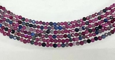 2mm Faceted Corundum Ruby &amp; Sapphire Chain Necklace