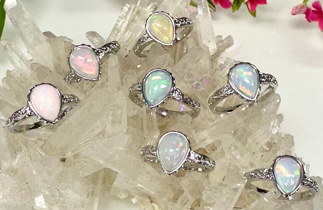Ethiopian Opal Ring White Bronze