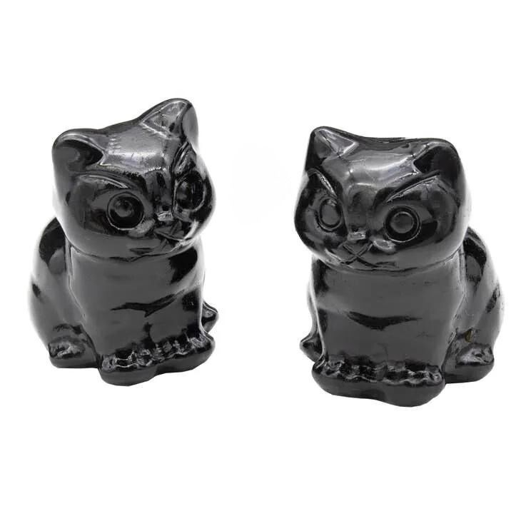 Purrfectly Carved Black Obsidian Cat