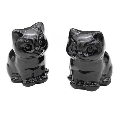 Purrfectly Carved Black Obsidian Cat