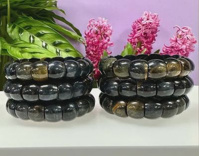 15mm Blue Tiger Eye Bead Stretch Bracelet