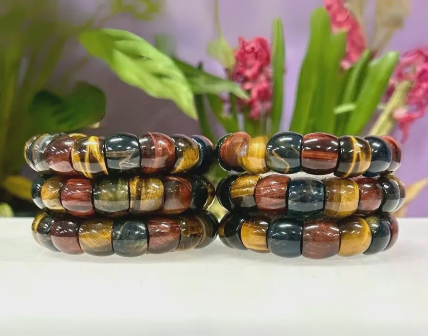 15mm Mix Tiger Eye Bead Stretch Bracelet
