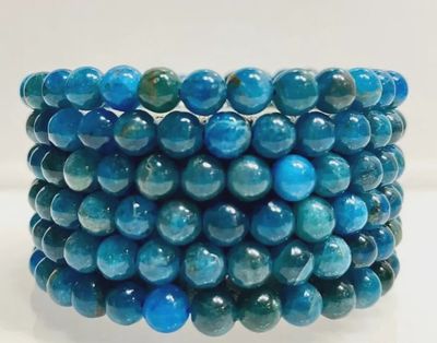 6mm Blue Apatite Beaded Stretch Bracelet