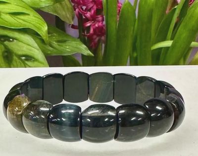 15mm Blue Tiger Eye Bead Stretch Bracelet