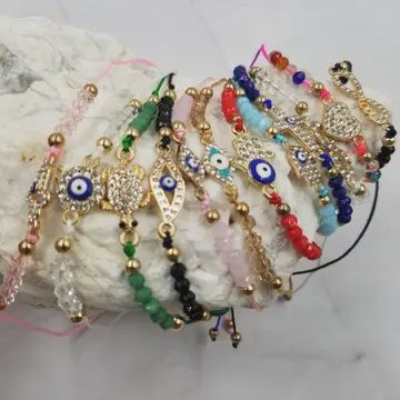 String Crystal Beads Evil Eye Bracelet