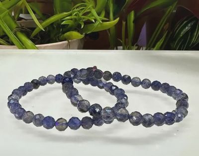 6mm Faceted Iolite Bead Stretch Bracelet