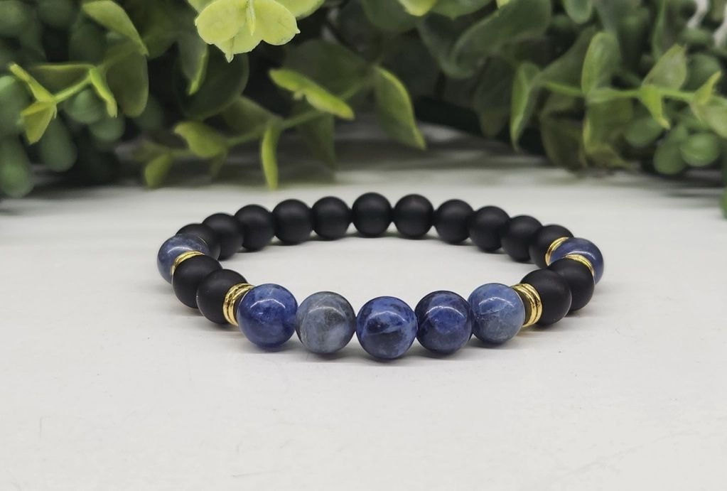 Speak Your Truth Bracelet 8mm Sodalite and Matte Obsidian