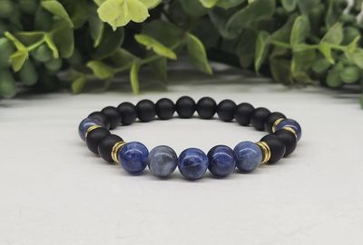 Speak Your Truth Bracelet 8mm Sodalite and Matte Obsidian