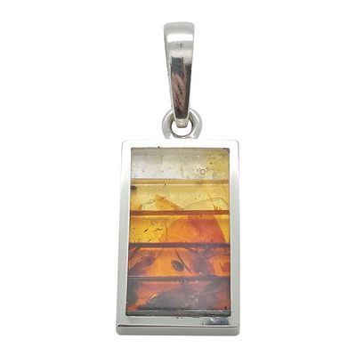 Multi-Color Amber Sterling Silver Pendant