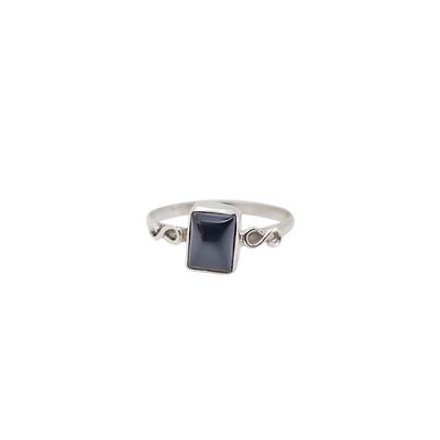 Black Onyx Square Sterling Silver Ring
