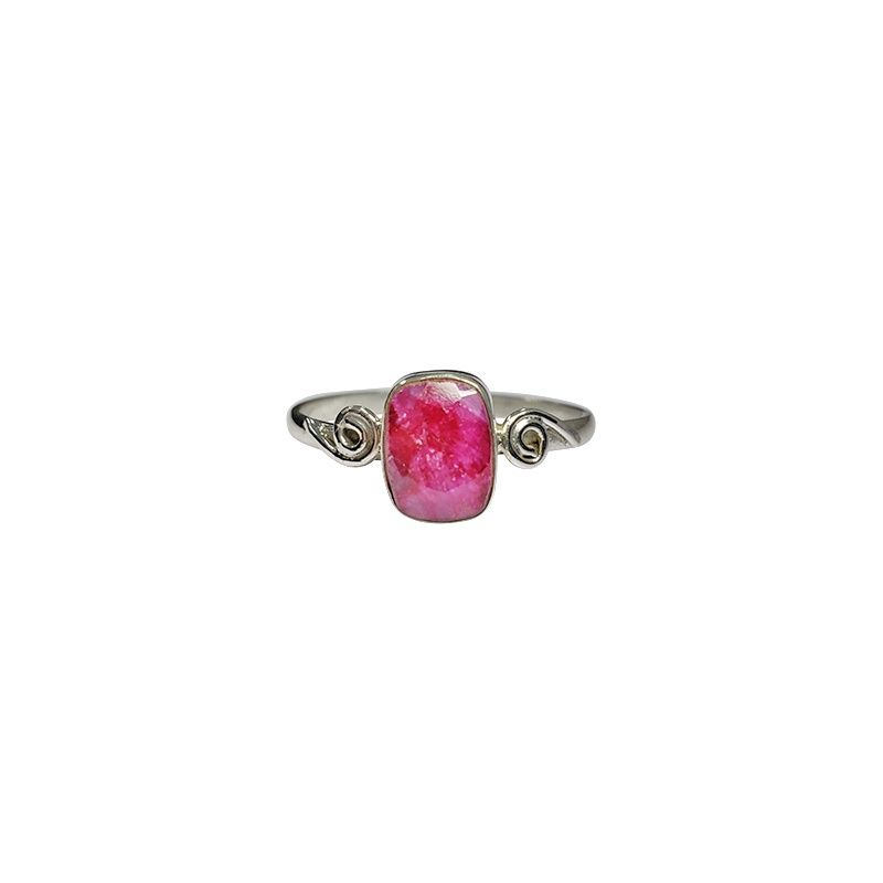 Ruby Square Swirl Sterling Silver Ring