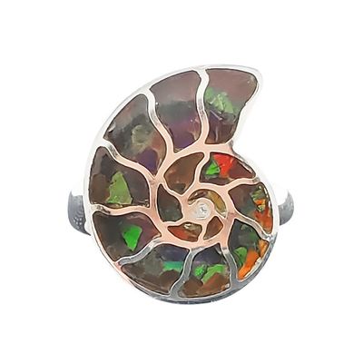 Ammolite Sterling Silver Adjustable Ring