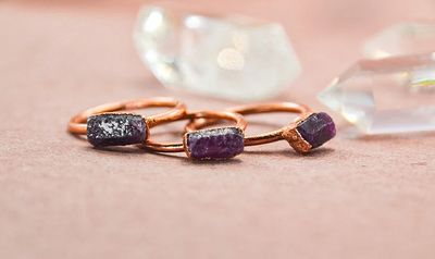 Raw Ruby and Copper Crystal Ring