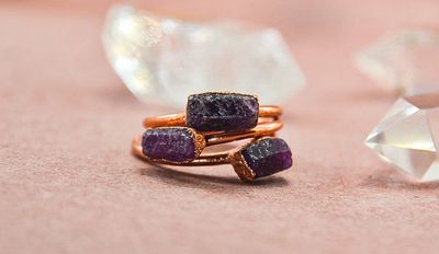 Raw Ruby and Copper Crystal Ring