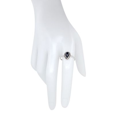 Black Onyx Pear Sterling Silver Ring