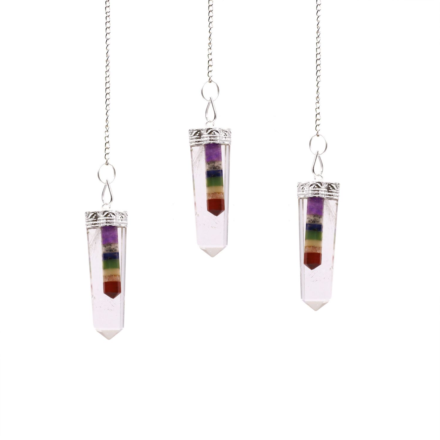 7 Chakra Bonded Thin Point Flat Pendulum