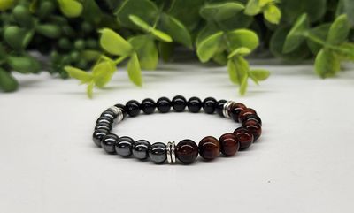 6mm Healing from Bullying XS Bracelet | Hematite / Red Tiger Eye / Tourmaline