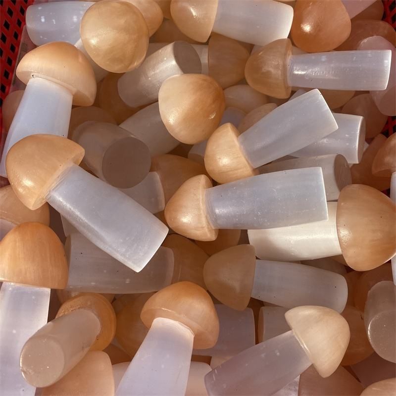 Peach and White Selenite Mushroom