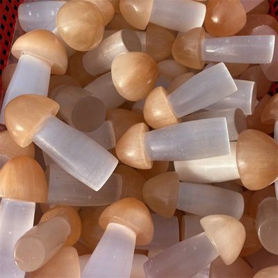 Peach and White Selenite Mushroom