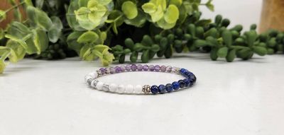 4mm Mental Clarity Bead Stretch Bracelet | Howlite / Lapis / Amethyst