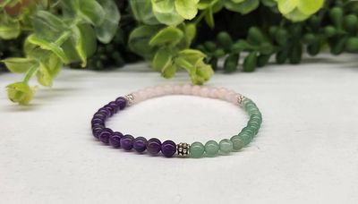 4mm Fertility Bead Stretch Bracelet | Aventurine / Amethyst / Rose Quartz