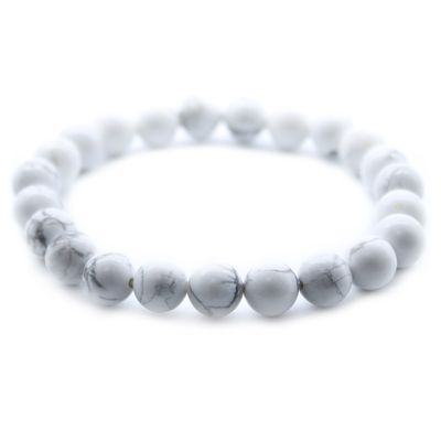 8mm White Howlite Bead Stretch Bracelet