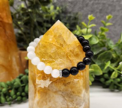 Protection Shungite and Selenite Bead Stretch Bracelet