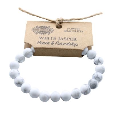8mm White Howlite Bead Stretch Bracelet