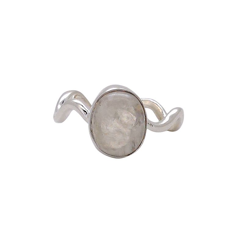 Moonstone Oval Squiggle Sterling Silver Ring