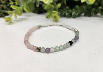 4mm Inner Peace Bead Stretch Bracelet | Clear Quartz / Rose Quartz / Fluorite