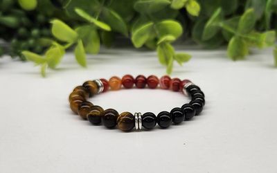 6mm Bullying shield XS Bracelet | Carnelian / Tiger Eye / Tourmaline