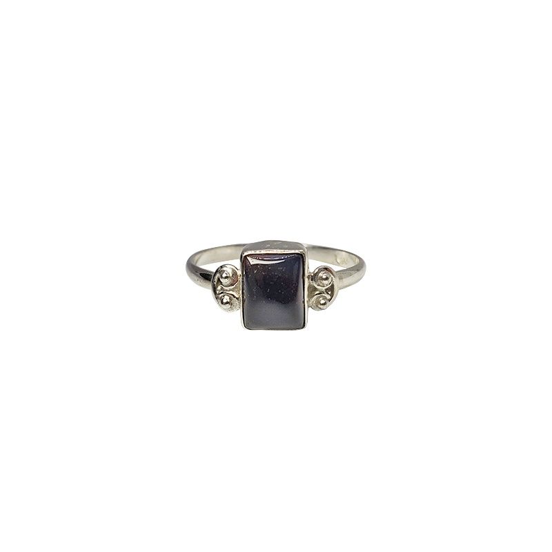 Black Onyx Mini Oval Sterling Silver Ring