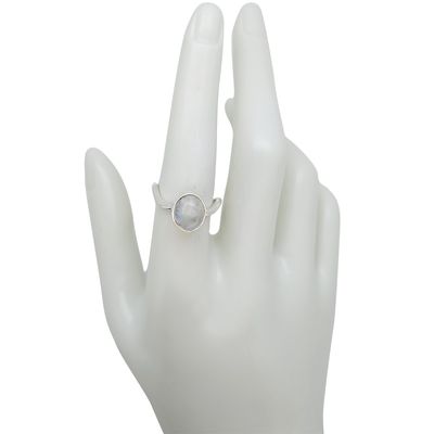 Moonstone Oval Squiggle Sterling Silver Ring