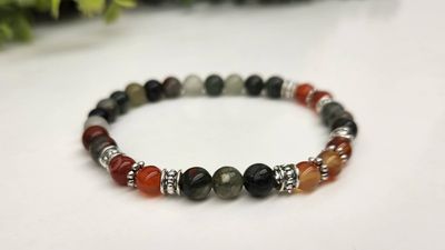 6mm Health and Wellness Bead Stretch Bracelet | Carnelian / Bloodstone