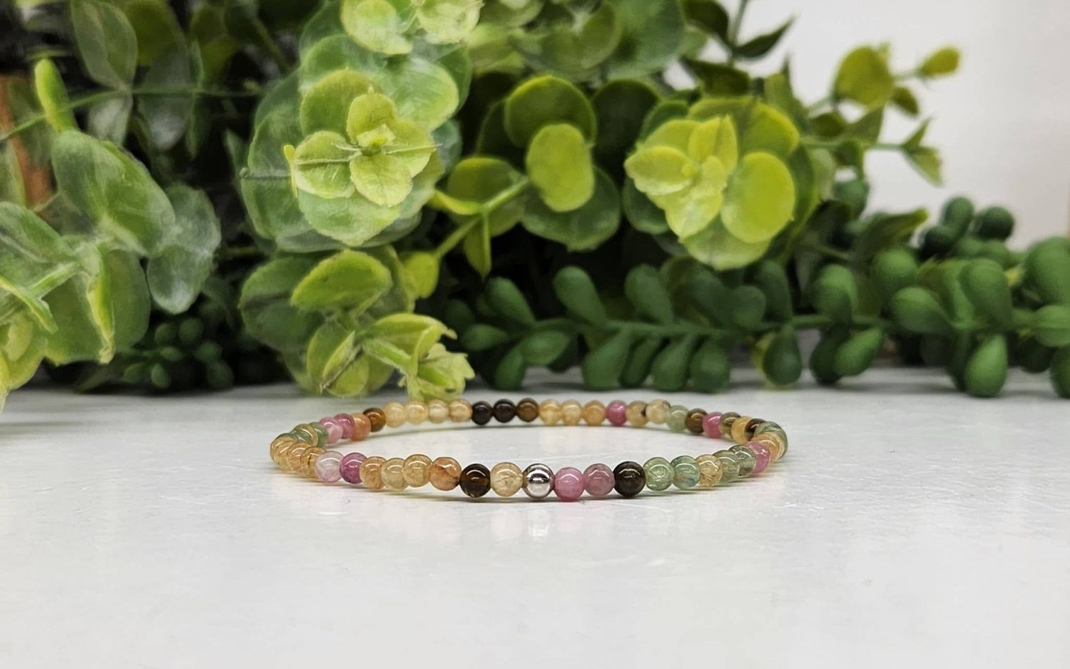 4mm Watermelon Tourmaline Bead Stretch Bracelet