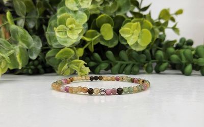 4mm Watermelon Tourmaline Bead Stretch Bracelet