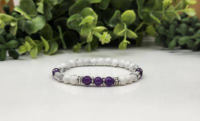 6mm Mental Clarity Bead Stretch Bracelet | Howlite / Lapis / Amethyst