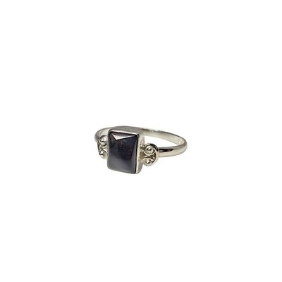 Black Onyx Mini Oval Sterling Silver Ring