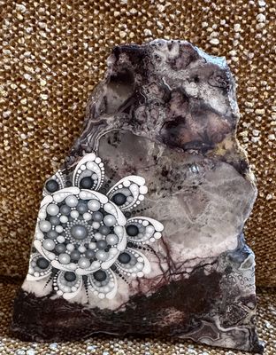 Mandala Art Crazy Lace Agate Slab
