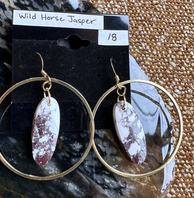 Wild Horse Jasper Gold-plated Hoop Earrings