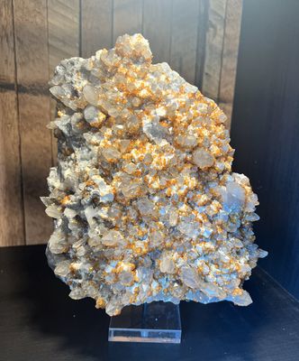 Spessartine Garnets on Smoky Quartz Collector Piece