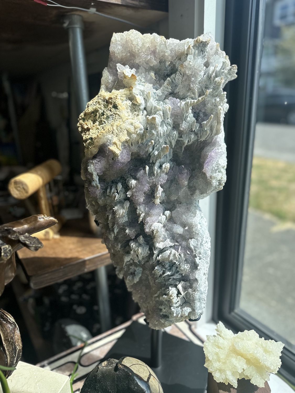 Winterland Waterfall Amethyst with Anhydrite and Clear Quartz Flowers