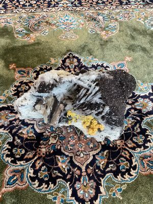 Black Tourmaline on White Feldspar with Sulfur and Mica 3.3kg