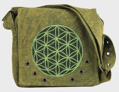Crystal Grid Flower of Life Small Green Crossbody Bag