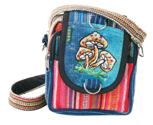 Benefit 5-Pocket Hemp Bag with Mushroom Embroidery