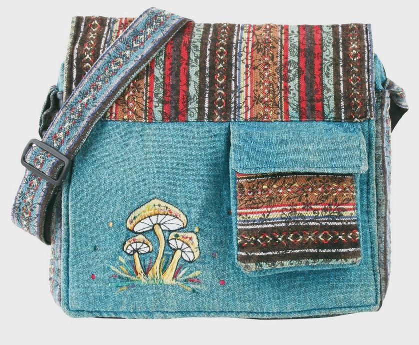 Road Trip Cotton Bag with Mushroom Embroidery