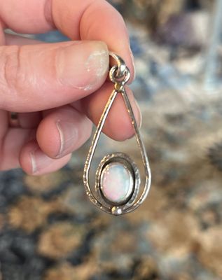 PA Ethiopian Opal Sterling Pendant w 24k Gold Accent