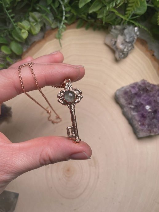 Prehnite Key Necklace