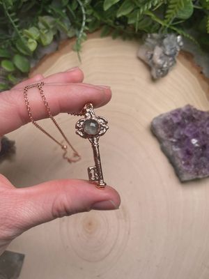 Prehnite Key Necklace